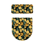 Yellow Tulip Floral Pattern Print Toilet Lid And Tank Cover Set