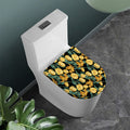 Yellow Tulip Floral Pattern Print Toilet Lid Cover