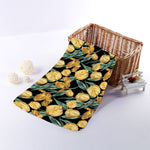 Yellow Tulip Floral Pattern Print Towel
