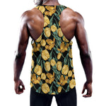 Yellow Tulip Floral Pattern Print Training Tank Top