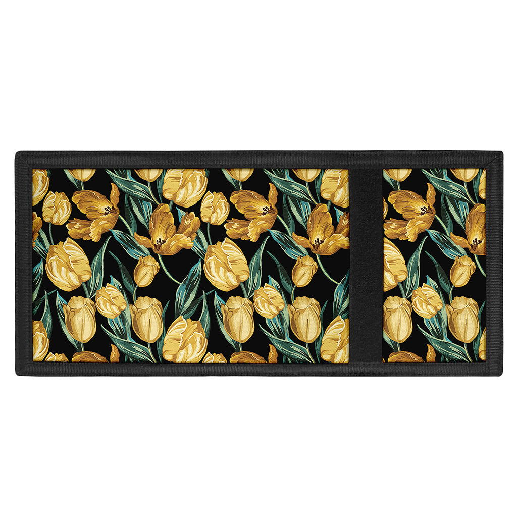 Yellow Tulip Floral Pattern Print Trifold Wallet