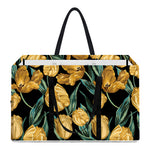 Yellow Tulip Floral Pattern Print Utility Tote Bag