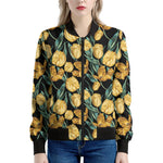 Yellow Tulip Floral Pattern Print Women's Bomber Jacket