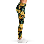 Yellow Tulip Floral Pattern Print Women's Leggings