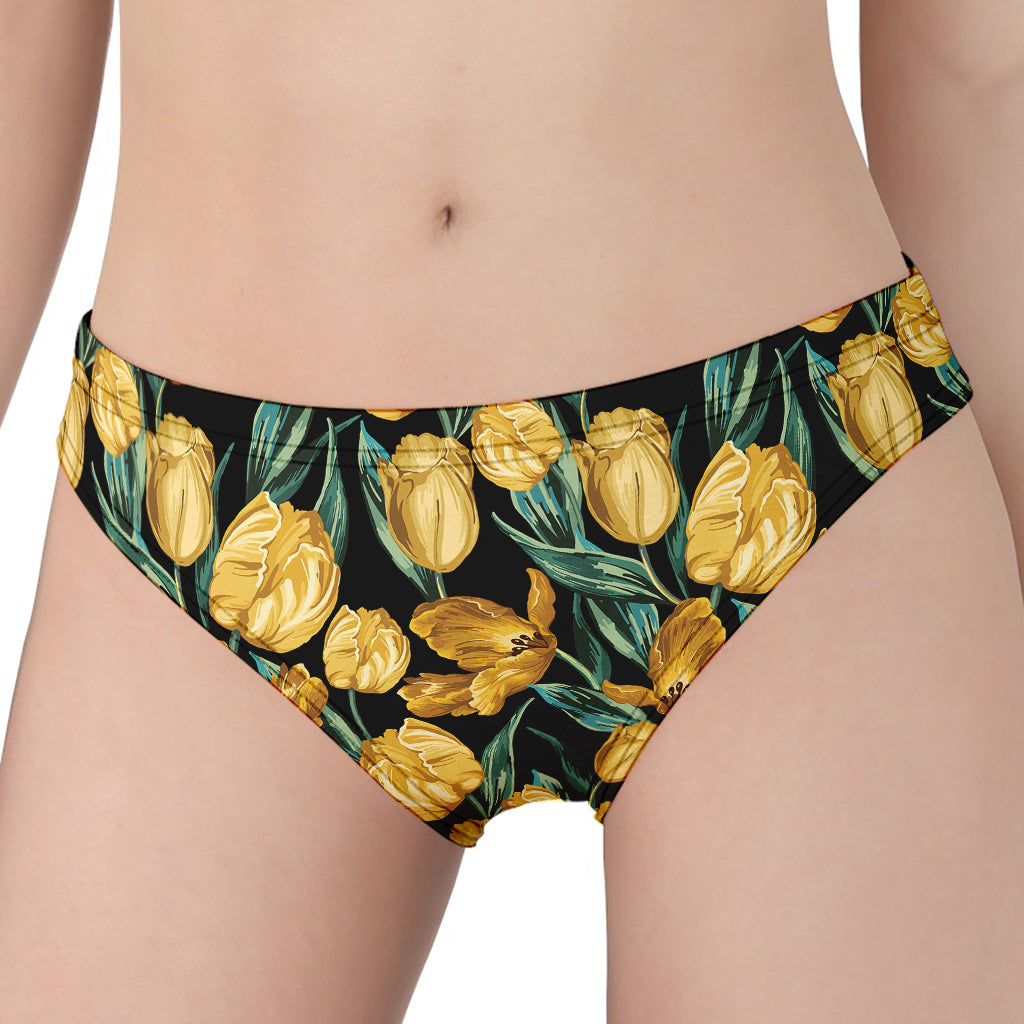 Yellow Tulip Floral Pattern Print Women's Panties