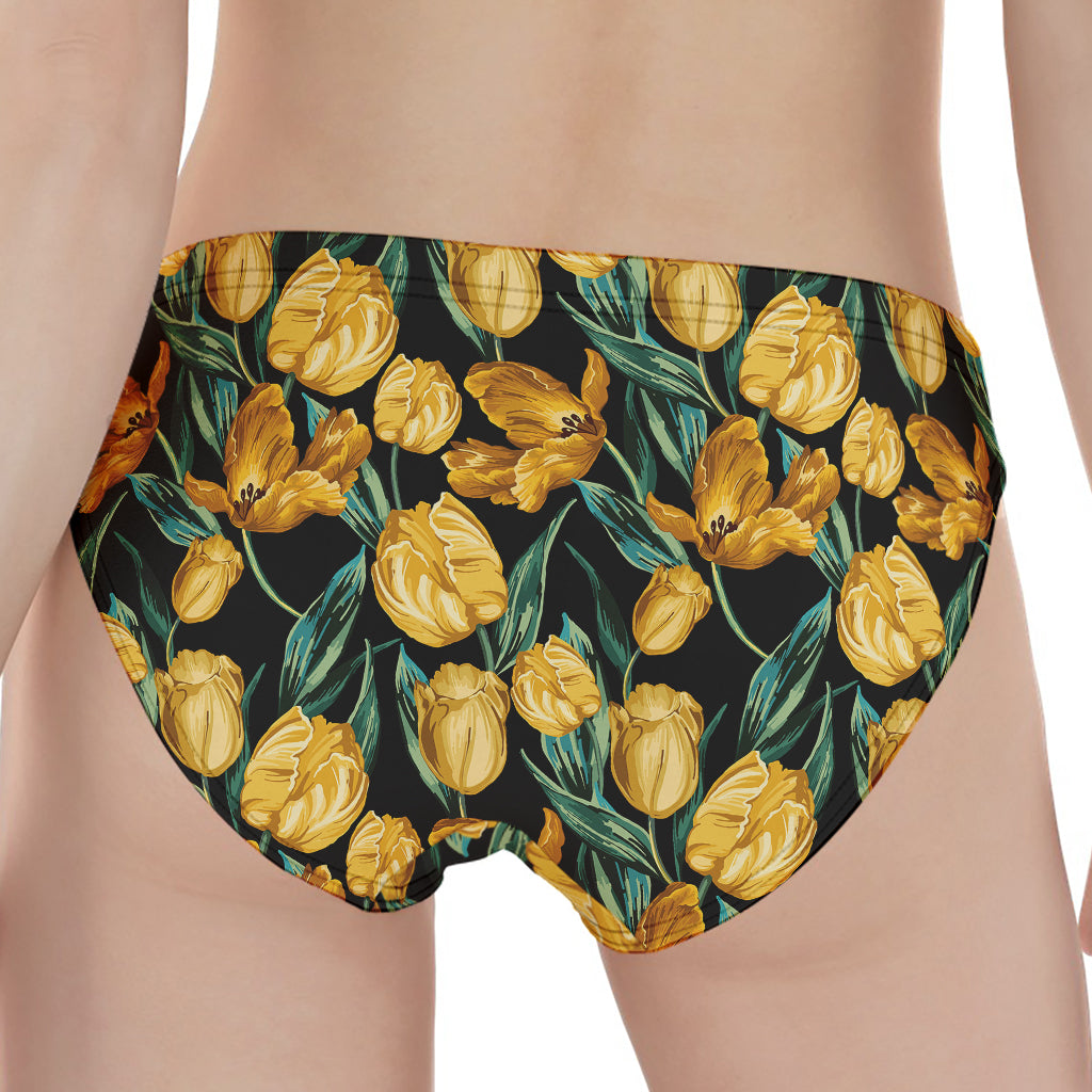 Yellow Tulip Floral Pattern Print Women's Panties