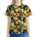 Yellow Tulip Floral Pattern Print Women's Polo Shirt
