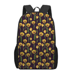 Yellow Tulip Flower Pattern Print 17 Inch Backpack