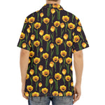 Yellow Tulip Flower Pattern Print Aloha Shirt