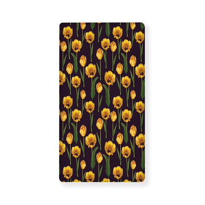 Yellow Tulip Flower Pattern Print Baby Crib Sheet