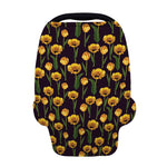 Yellow Tulip Flower Pattern Print Baby Seat Cover