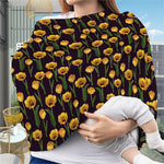 Yellow Tulip Flower Pattern Print Baby Seat Cover