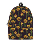 Yellow Tulip Flower Pattern Print Backpack