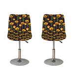 Yellow Tulip Flower Pattern Print Bar Stool Covers