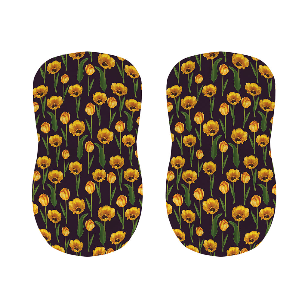Yellow Tulip Flower Pattern Print Bar Stool Covers