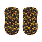Yellow Tulip Flower Pattern Print Bar Stool Covers