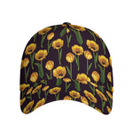 Yellow Tulip Flower Pattern Print Baseball Cap