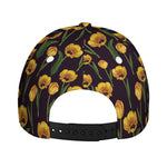 Yellow Tulip Flower Pattern Print Baseball Cap