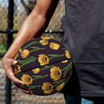Yellow Tulip Flower Pattern Print Basketball
