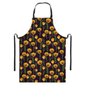 Yellow Tulip Flower Pattern Print Bib Apron With Pocket