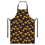 Yellow Tulip Flower Pattern Print Bib Apron With Pocket
