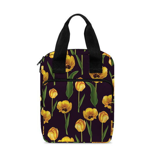 Yellow Tulip Flower Pattern Print Bible Tote Bag