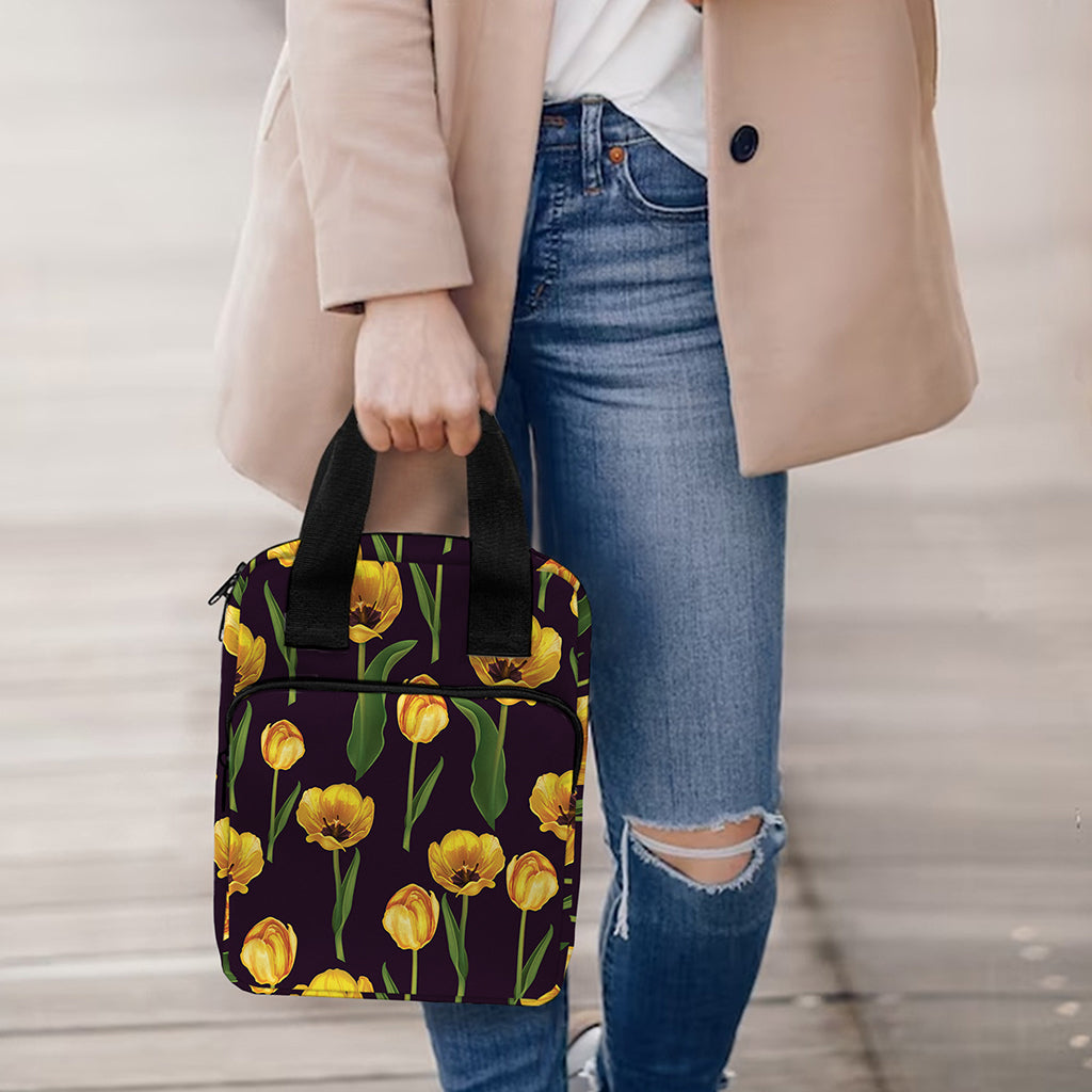 Yellow Tulip Flower Pattern Print Bible Tote Bag