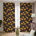 Yellow Tulip Flower Pattern Print Dimout Pencil Pleat Curtains