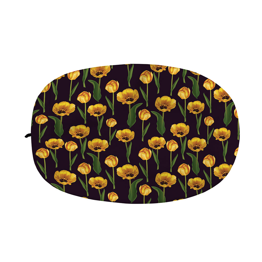 Yellow Tulip Flower Pattern Print Car Side Mirror Covers