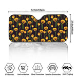 Yellow Tulip Flower Pattern Print Car Windshield Sun Shade