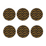 Yellow Tulip Flower Pattern Print Coaster Set