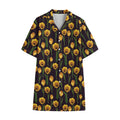 Yellow Tulip Flower Pattern Print Cotton Hawaiian Shirt