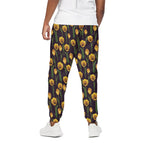 Yellow Tulip Flower Pattern Print Cotton Pants