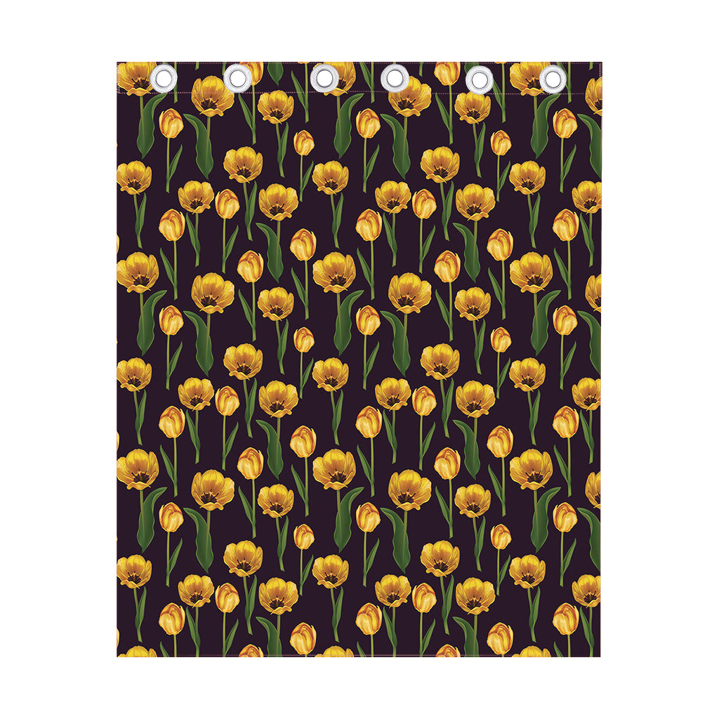 Yellow Tulip Flower Pattern Print Curtain