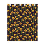 Yellow Tulip Flower Pattern Print Curtain
