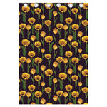 Yellow Tulip Flower Pattern Print Curtain