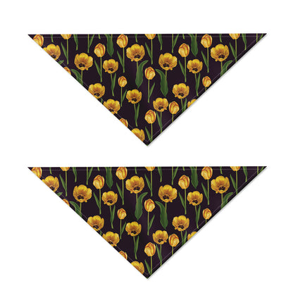 Yellow Tulip Flower Pattern Print Dog Bandana