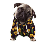 Yellow Tulip Flower Pattern Print Dog Zip Up Hoodie
