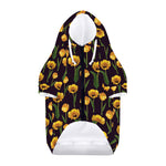 Yellow Tulip Flower Pattern Print Dog Zip Up Hoodie