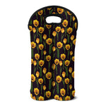 Yellow Tulip Flower Pattern Print Double Neoprene Wine Tote