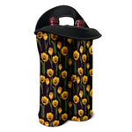 Yellow Tulip Flower Pattern Print Double Neoprene Wine Tote
