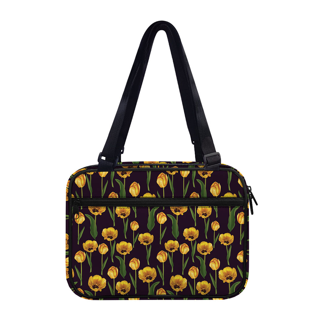 Yellow Tulip Flower Pattern Print Double Strap Bible Bag