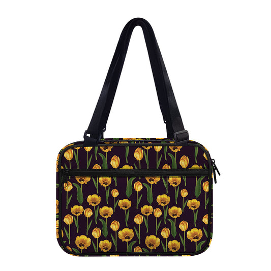 Yellow Tulip Flower Pattern Print Double Strap Bible Bag