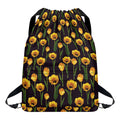 Yellow Tulip Flower Pattern Print Drawstring Backpack