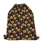 Yellow Tulip Flower Pattern Print Drawstring Bag