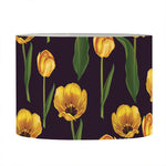 Yellow Tulip Flower Pattern Print Drum Lamp Shade