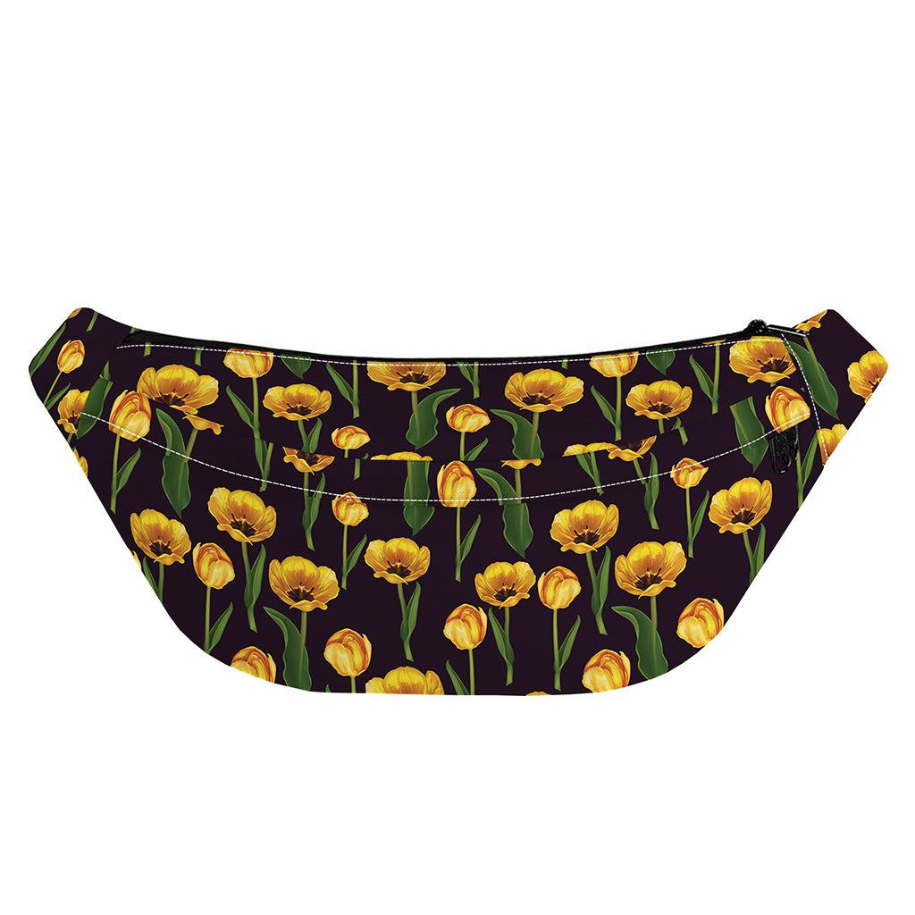 Yellow Tulip Flower Pattern Print Fanny Pack