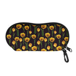 Yellow Tulip Flower Pattern Print Glasses Case