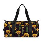 Yellow Tulip Flower Pattern Print Gym Bag