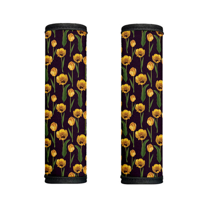 Yellow Tulip Flower Pattern Print Handle Covers